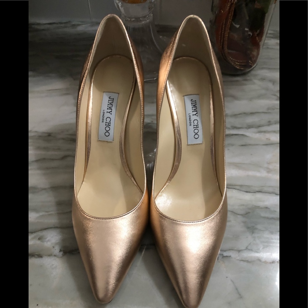 Jimmy Choo Rose Gold Pumps